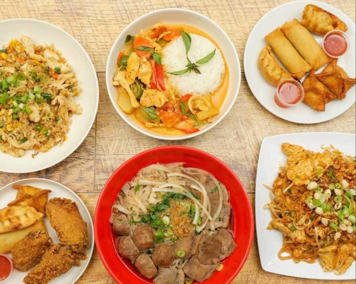 Dishes from Hangover Noodles, a new ghost kitchen with Thai and Vietnamese fusion dishes, located in East Sacramento. The business serves its food at the Garden at The Line, at 6415 Elvas Ave.